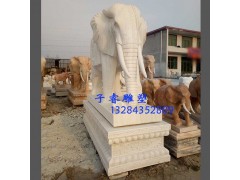 曲陽(yáng)石雕廠家定做漢白玉大象雕塑，